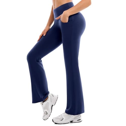 Ipletix Flare Leggings for Women-Bootcut Yoga Pants for Women High Waisted Flared Leggings Dress Pants Navy Blue - Image 1