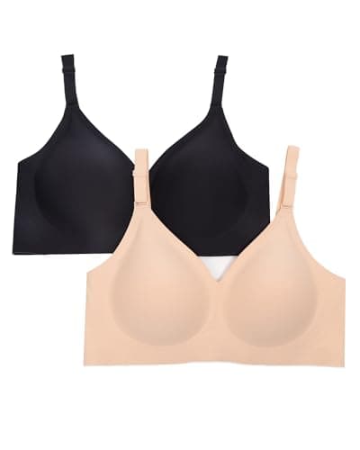 HORISUN Support Bras No Show Push Up Seamless Wirefree Bras for Women(Nude+Black S) - Image 1