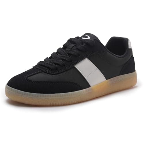 Rihero Black Sneakers for Women Comfortable Walking Shoes Casual Non Slip Running Shoes Retro Fashion Sneakers Size 11 - Image 1