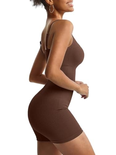 BRXL Seamless Workout Jumpsuits For Women Adjustable Spaghetti Strap Short Ribbed Romper Compression Sleeveless One Piece Gym Yoga Outfit Paded - Image 1