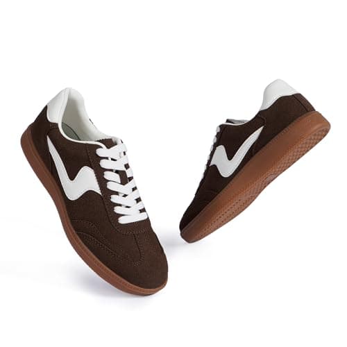Tigeridea Women's Fashion Sneakers Comfortable Tennis Shoes Womens Casual Shoes Lace up Slip on Chocolate Dark Brown Sneakers for Women Size 8 - Thumbnail 3