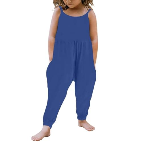 Kislio Toddler Baby Girls Jumpsuit One Piece Mermaid Romper Sleeveless Strap Summer Outfits Pockets Clothes 1-6 Years - Image 1