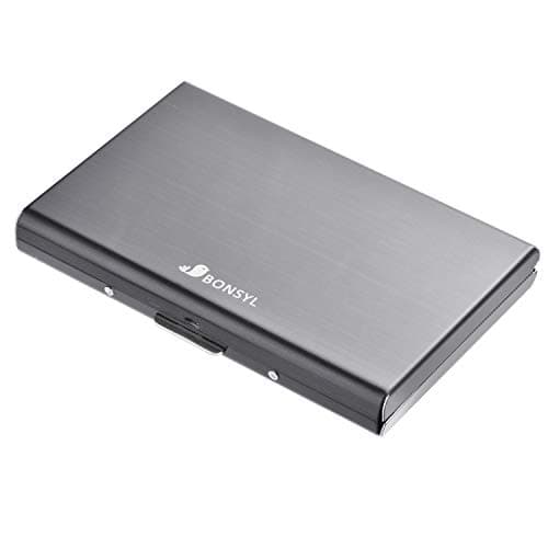 BONSYL® RFID Slim Metal Credit Card Holder Wallet for Ladies and Men,Credit Card Caes for Against Electronic Pickpockets & Identity Theft.(6 Slots-Black) - Image 1