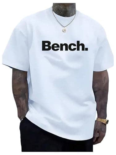 GORGLITTER Men's Oversized Graphic Drop Shoulder Tshirt Round Neck Short Sleeve Loose Casual Tee Top White Letters X-Large - Image 1