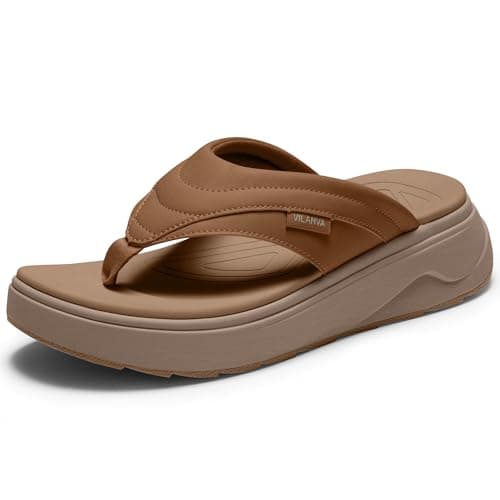 Vilanva Women's platform flip-flops Brown Size 11 - Image 1