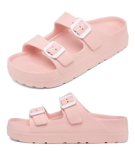 Haifago Women's Platform Sandals with Arch Support, Chunky Lightweight Foam Slip-on Slides Comfortable Summer Beach Sandals with Adjustable Buckle