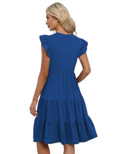 Summer Dresses for Women T Shirts 3/4 Length Sleeve Womens Tops Blue X-Large - Thumbnail 4