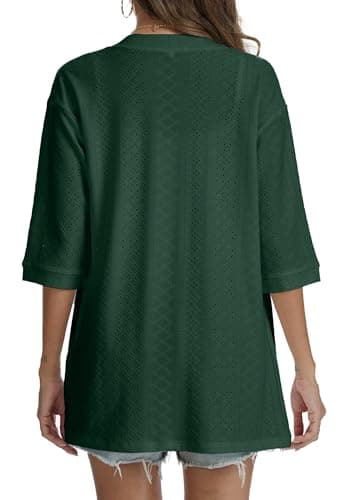 Dimur Coverups for Womens 3/4 Sleeve Summer Cardigans Business Casual Lightweight Kimono Beach Vacation Outfits Dark Green X-Large - Thumbnail 6