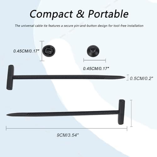 100PCS Upgraded Universal Cable Tie Buckle Foldable T-Head Nylon Cable Zip Ties Heavy-Duty Plastic Self-Locking Zip Tie Push Pin Automotive Zipper Clips for Cars Repairs Bumper Fender Liner Fasteners - Thumbnail 3