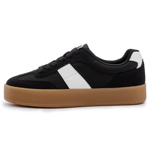 Rihero Platform Sneakers for Women Fashion Tennis Walking Shoes Ladies Comfortable Non-Slip Casual Black Sneakers Size 8 - Thumbnail 4