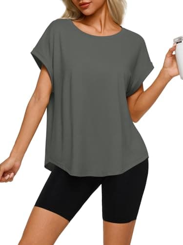 REORIA Women’s Oversized T Shirt Loose Fit Short Sleeve Casual Top Soft Stretchy Lounge Tee for Summer & Workout Green X-Large - Image 1