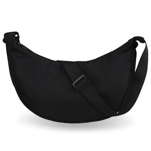 U+U Crescent Crossbody Bag for Women Small Sling Bag with Adjustable Shoulder Strap (Black) - Image 1
