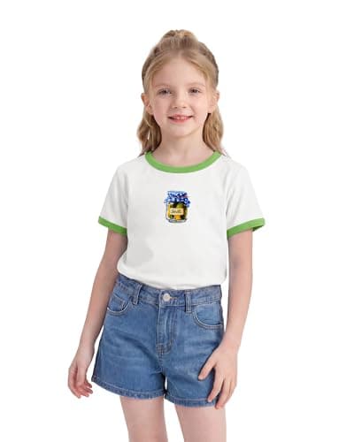 Stelle Girls Graphic Tees Short Sleeve Girls Shirts Cute Tops Crew Neck Casual Basic Summer T-Shirt for Kids Teen 8-9 Years(Rise and Brine|White,M) - Thumbnail 2