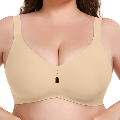 Xcutting Jelly Bras for Women Supportive Wireless Comfort Bra Full Coverage No Underwear Seamless Plus Size for Older Women (Nude, XL) - Image 1