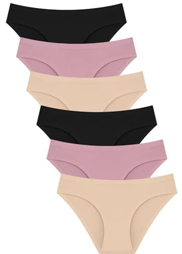 FINETOO 6 Pack Women’s Seamless Hipster Underwear No Show Panties Invisibles Briefs Soft Stretch Bikini Underwears XS-XXL(XXL) - Image 1