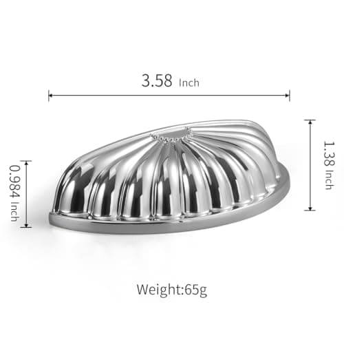 YAGU 6 Pack Sunflower Polished Chrome Kitchen Cabinet Cup Pulls 3 Inch Hole Center Half Moon Bright Sliver Dresser Drawer Handles for Cupboard Closet Hardware - Thumbnail 3