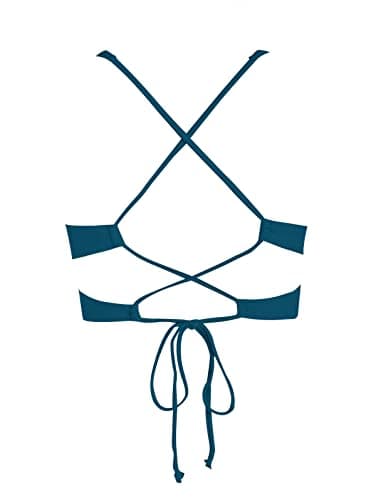 ZAFUL Women's Adjustable Lace-up Bikini Top Push Up Padded Swimsuit Tops Scoop Neck Deep Green 2XL - Thumbnail 5