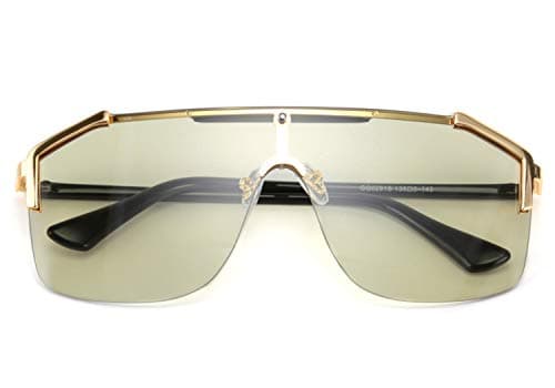 FEISEDY Classic Siamese One Piece Oversized Sunglasses Nice Rimless Stylish Retro Design for Women Men B2634 - Thumbnail 2