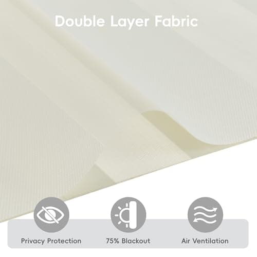 GHV Corded Zebra Blinds for Windows Room Darkening Blinds Dual Layer Privacy for Home and Office (Beige White, 34 in(W) x 72 in(H)) - Thumbnail 2