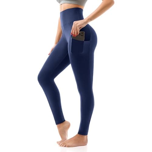 SINOPHANT High Waisted Leggings with Pockets Women, Full Length Capri Buttery Soft Stretchy Yoga Pants(Full Navy,S-M) - Image 1