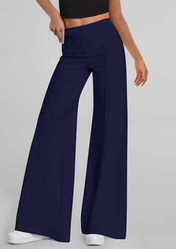 PRETTYGARDEN Women's Wide Leg Palazzo Pants 2026 Dressy Casual Lounge Workout Sweatpants High Waisted Trousers(Navy Blue,Large) - Thumbnail 2