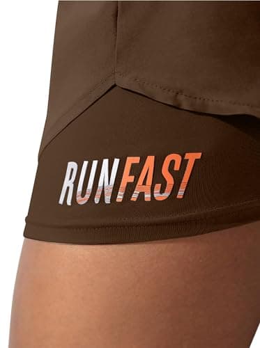 YOAKUKA Women's 2 in 1 Workout Shorts Gym Workout Yoga Running Biker Tennis Skirts Clothes Summer Dark Coffee - Thumbnail 6