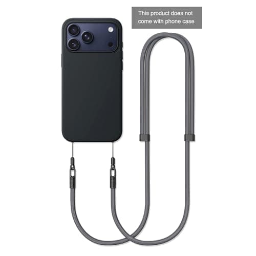 Thickened Crossbody Strap (Without Case) Compatible with Iphone 17/Air/Pro/Max Phone Cases and Other Device with Dual Lanyard Holes, Adjustable Hands-free Shoulder Neck Camera Phone Strap (Gray) - Thumbnail 3