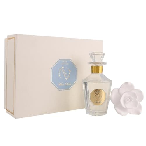 Reed Diffuser Set, Pretty Valley Home Diffuser Rose Petals Gypsum White Flower Oil 100Ml / 3.38fl OZ Gift Box for Bathroom Office Bathroom Living Room Decor (White Lotus) - Image 1