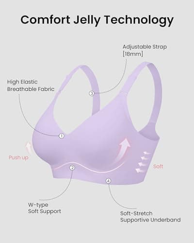 HORISUN Bras for Women Push Up Seamless Wireless Bra Comfortable Wirefree Bra(Purple 3XL) - Thumbnail 5