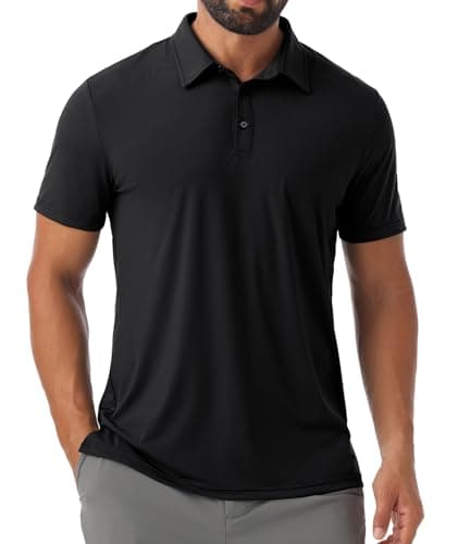 Askdeer Men's Polo Shirts Short Sleeve Performance Golf Shirts Lightweight Moisture Wicking Active T-Shirts Black Medium - Image 1