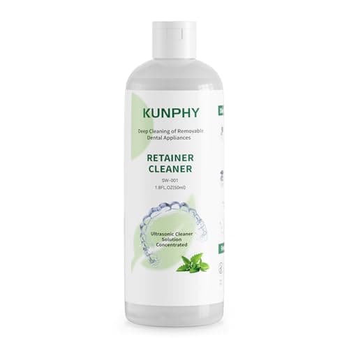 KUNPHY Ultrasonic Retainer Cleaner Solution Concentrate-Professional Cleaning of Retainers, Denture, Invisible Aligners, Mouth Guards, Night Guards, Remove Odors, Discoloration & Stains 1.8 oz(Mint) - Image 1
