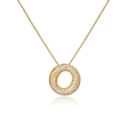 Cicy Bell Initial Necklace for Women 18k Gold Plated Cubic Zirconia Luxurious Personalized Dainty Letter Pendant Necklace Birthday Gifts - Image 1