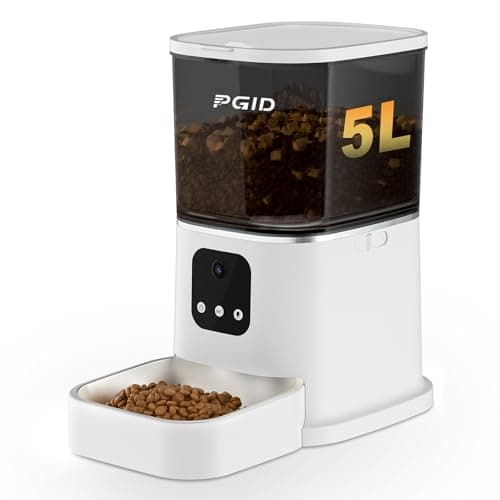 PGID Automatic Cat Feeder with 4K Camera,2.4G Auto Dog Feeder w Night Vision,Pet Feeder w2-Way Audio,Timed Cat Feeders for Dry Food,Dogs Food Dispenser w APP Control 5L - Image 1