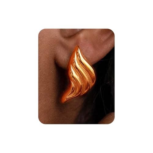 UANNEAU Rose Gold Chunky Earrings for Women Trendy, 14K Gold Plated Dainty Wing Earrings Statement Minimalist Hypoallergenic Stud Earrings Gifts for Her Mom - Image 1