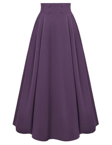 Scarlet Darkness Long Skirts for Women Maxi High Waisted A Line Skirt Renaissance Skirt with Pocket Purple S - Image 1
