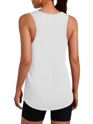 3rd hill Women's Workout Tank Tops Racerback Quick Dry Sleeveless Shirt for Yoga Running Gym Loose Fit Athletic Tanks White S