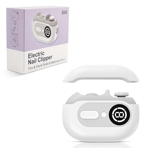 Smart 4-in-1 Electric Nail Clipper with Digital Display | Automatic Nail Trimmer & Polisher for Thick Nails | LED Light, 2 Speeds & Scraps Storage | Rechargeable Safety File for Babies & Seniors