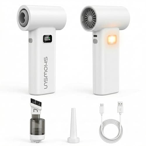 SHOWSUN Portable Turbo Fan, 3-in-1 Handheld Fan with 6 Speeds, USB-C Rechargeable Battery (Up to 10H), Mini Vacuum & Air Duster for Computer, Travel, Camping Essential - Image 1