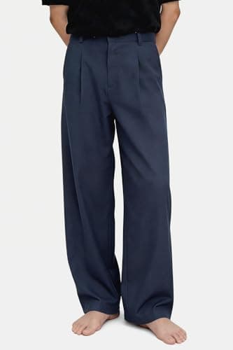 Heyfanee Linen Pants Men Casual Loose Fit Summer Beach Pants for Men Blue Lightweight 30 - Thumbnail 2