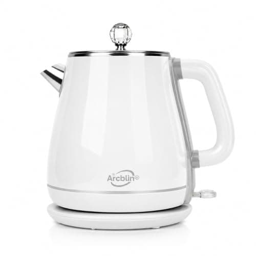 Retro Electric Kettle 1.8L, All Stainless Steel Hot Water Electric Kettle for Boiling Water, 1350W BPA Free Tea Kettle, Electric Tea Kettles Automatic Shut Off, Boil-Dry Protection,Pearl White - Image 1