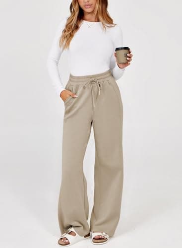 Dokotoo Pants for Women Straight Leg Elastic Waisted Stretch Palazzo Pants Fall Dressy Casual Trousers for Women - Thumbnail 4