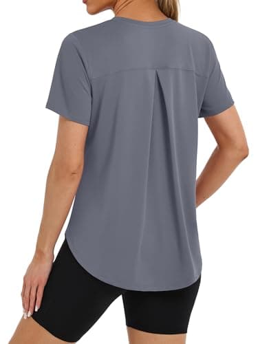 BKRIVE Summer Tops for Women Short Sleeve Lightweight UPF 50+ Pilates Outdoors Activewear Darkgray 2XL - Image 1