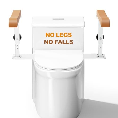 Simple Project 15.7" Toilet Safety Rails for Seniors, Flipped 90°＆Adjust Heigh Toilet Handle, Toilets Frame for Disabled or Mobility Issues,Pregnant, Sturdy Grab Bars Arms, Easy Installation (Brown) - Image 1