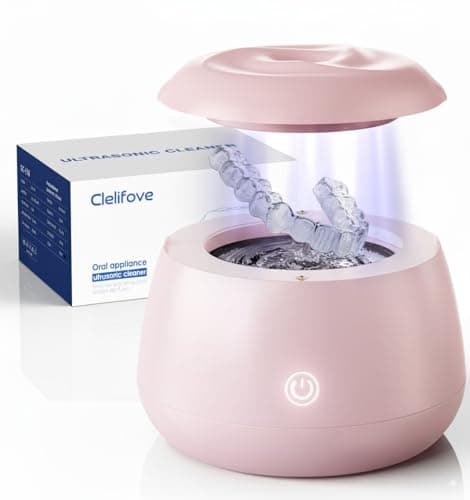 Ultrasonic Retainer Cleaner Machine 48kHz Denture and Aligner Cleaning Pod for Mouth Guards Night Guards Dental Trays Braces Toothbrushes Jewelry with 200ML Capacity (Pink) - Image 1