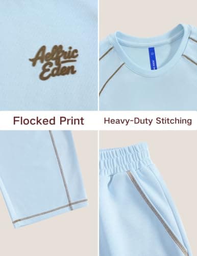Aelfric Eden Slim Lounge Sets for Women 2026 Summer 2 Piece Matching Sets Two Piece Loungewear Spring Outfits Light Blue X-Large - Thumbnail 5