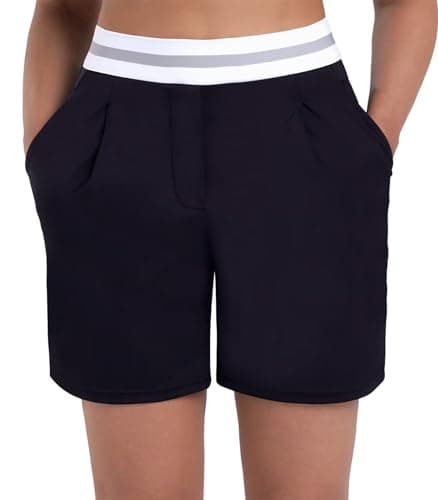 Sunzel Women's Pleated Athletic Shorts with Pockets Elastic High Waist Flowy Wide Leg Workout Shorts for Yoga Running Lounge Black - Image 1