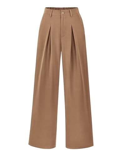 BTFBM Women High Waist Palazzo Pants Summer 2026 Casual Wide Leg Trousers Loose Work Office Business Suit Pant Pockets(Khaki, Medium) - Image 1