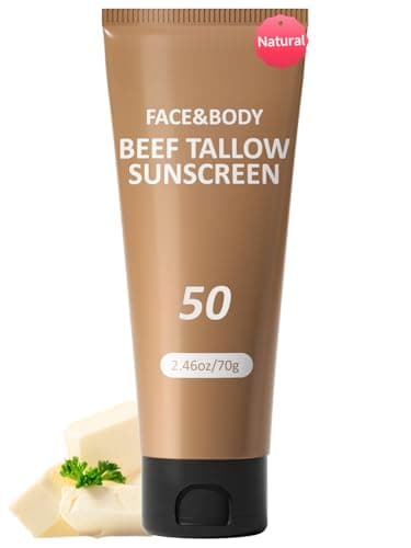 Beef Tallow Sunscreen for Face, Natural Reef Safe Sunblock for Face Body, Non Greasy Clean Travel Sun Screen Sunblock for Sunmmer Beach Outdoor Travel, 2.46 OZ - Image 1