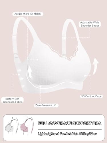 COCOMARTS Jelly Bras for Women No Underwire Seamless Push Up Scalloped Tshirt Bralettes Comfortable Wireless Everyday Bra White Small - Thumbnail 5