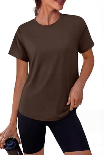 Alaroo Workout Tops for Women Short Sleeve Shirts for Women Loose Fit Yoga Tops Sun Protection Lightweight Summer 2026 Beige XL - Image 1